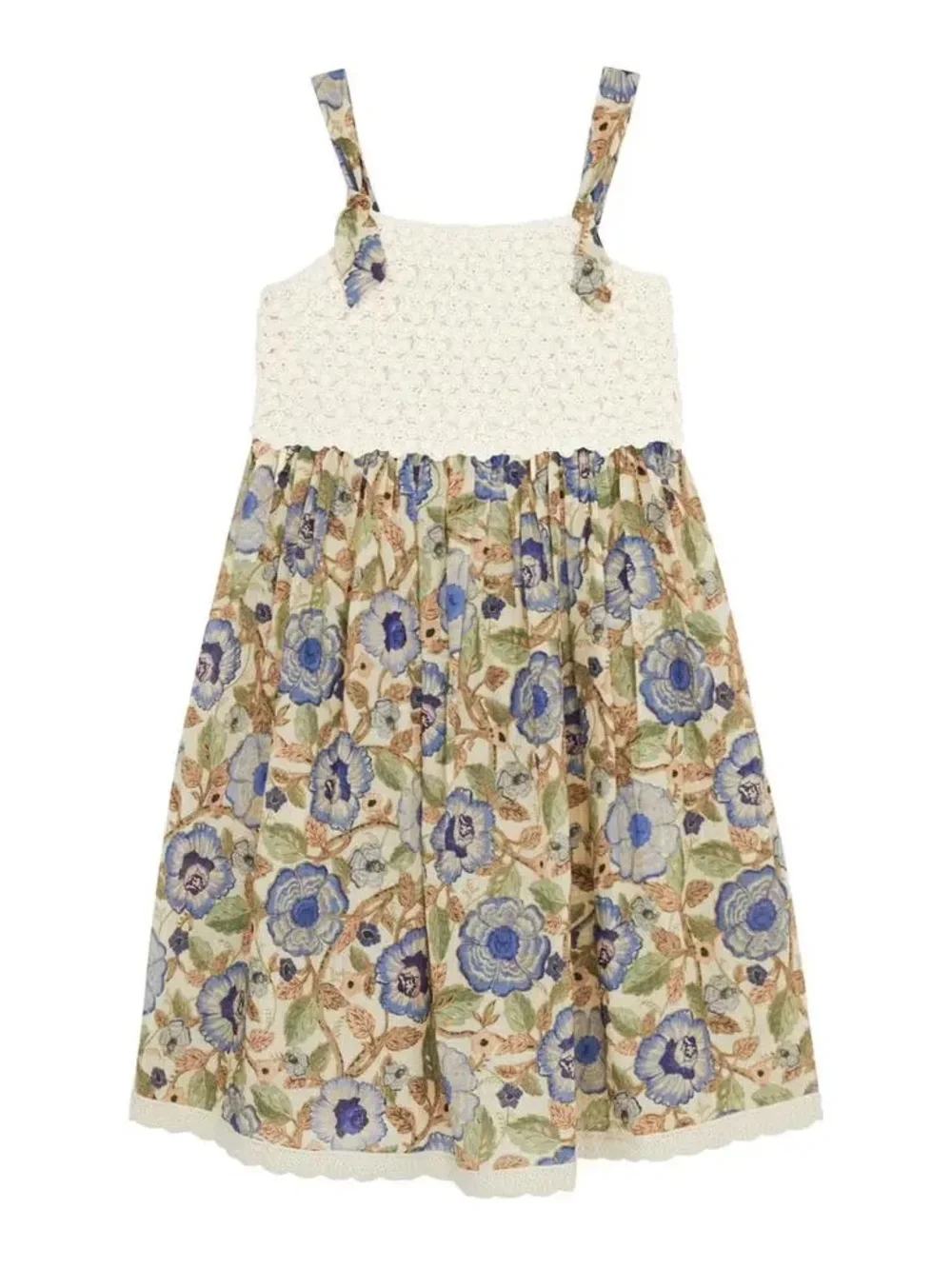 Zimmermann Girl's Junie Crochet Top Woven Dress Size 12 $265